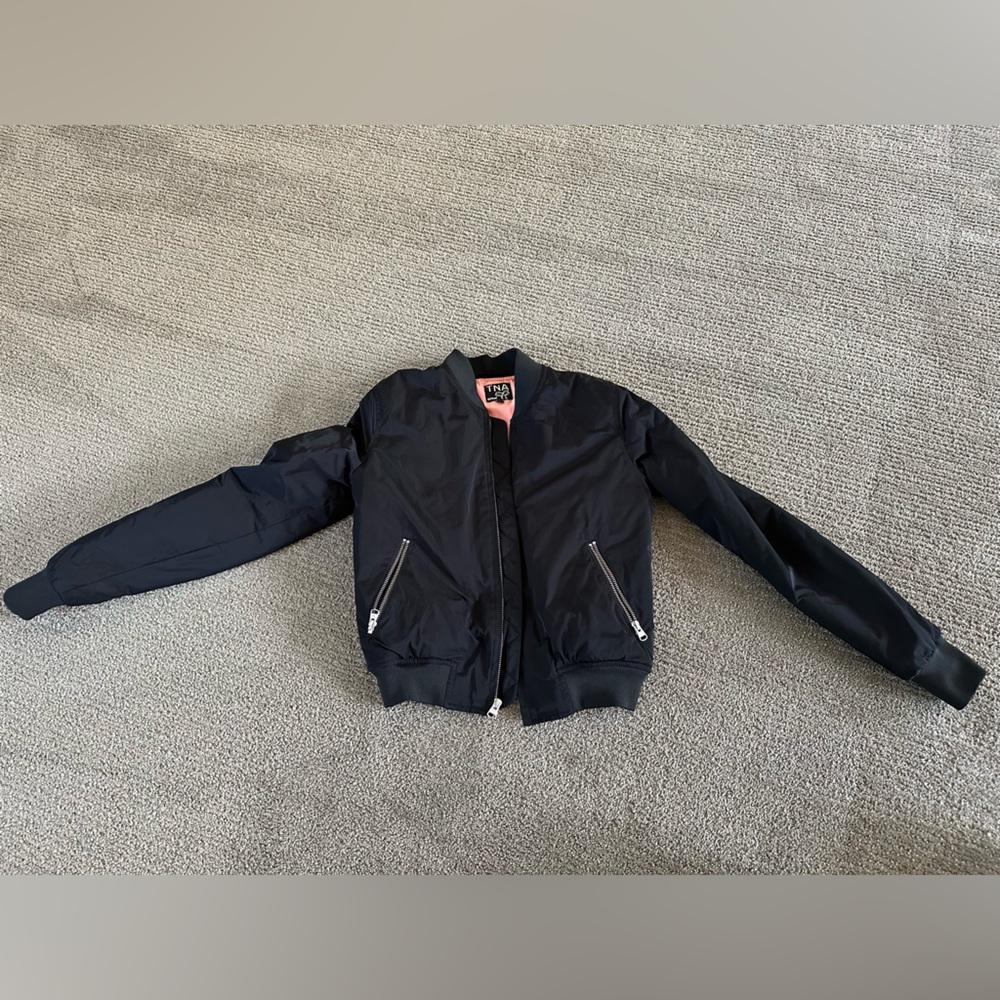 TNA black cropped Bomber Jacket in XS
